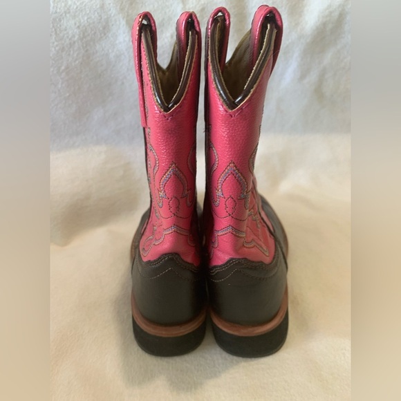 Swift Creek Cowboy Boots Leather Square Toe Toddler Girl Pink Size 9.5 D 1724C - Picture 4 of 13